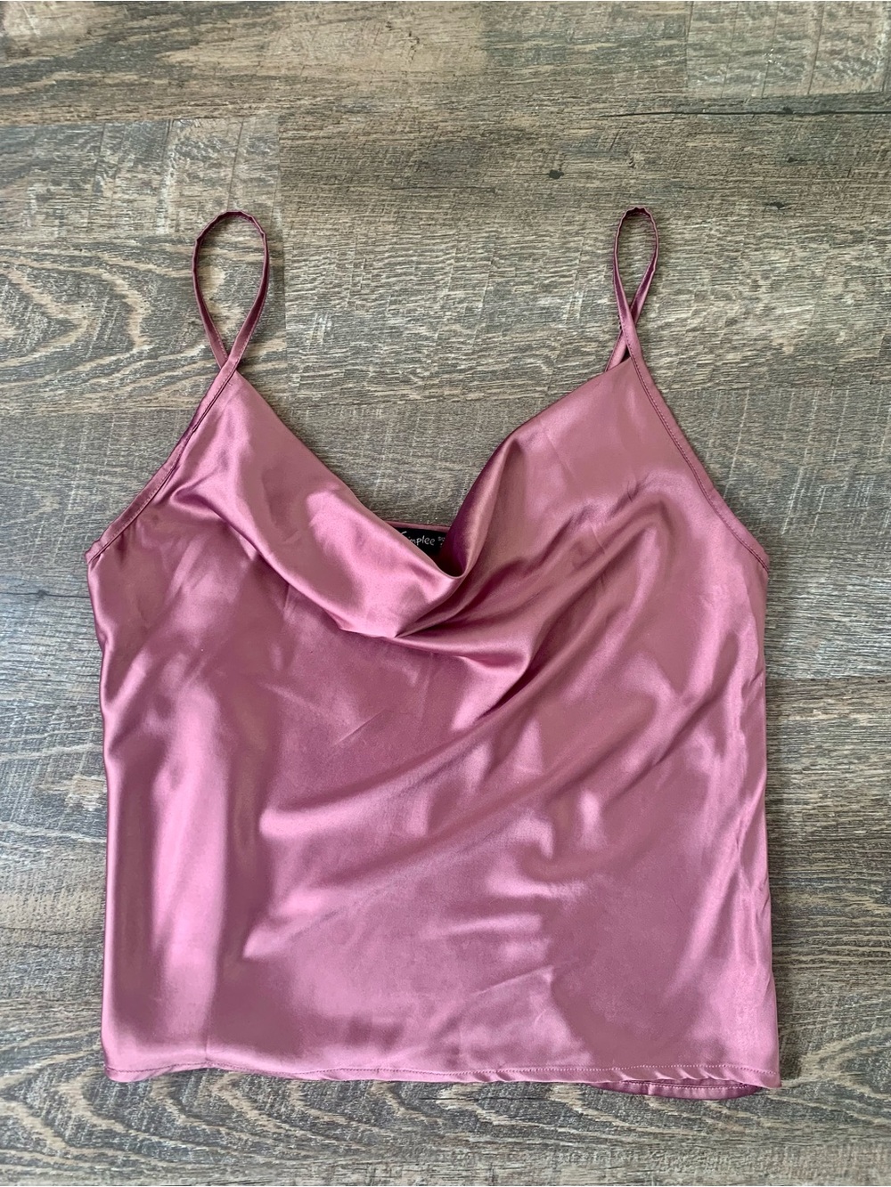 Simplee Satin Cowl Neck Cami Tank - Mauve Includes Matching Keychain